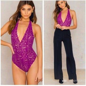 Intimately Free People Purple Orchid Avery Lace Bodysuit